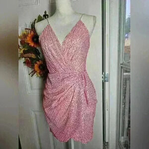Double Crazy pink sequin mini dress size s